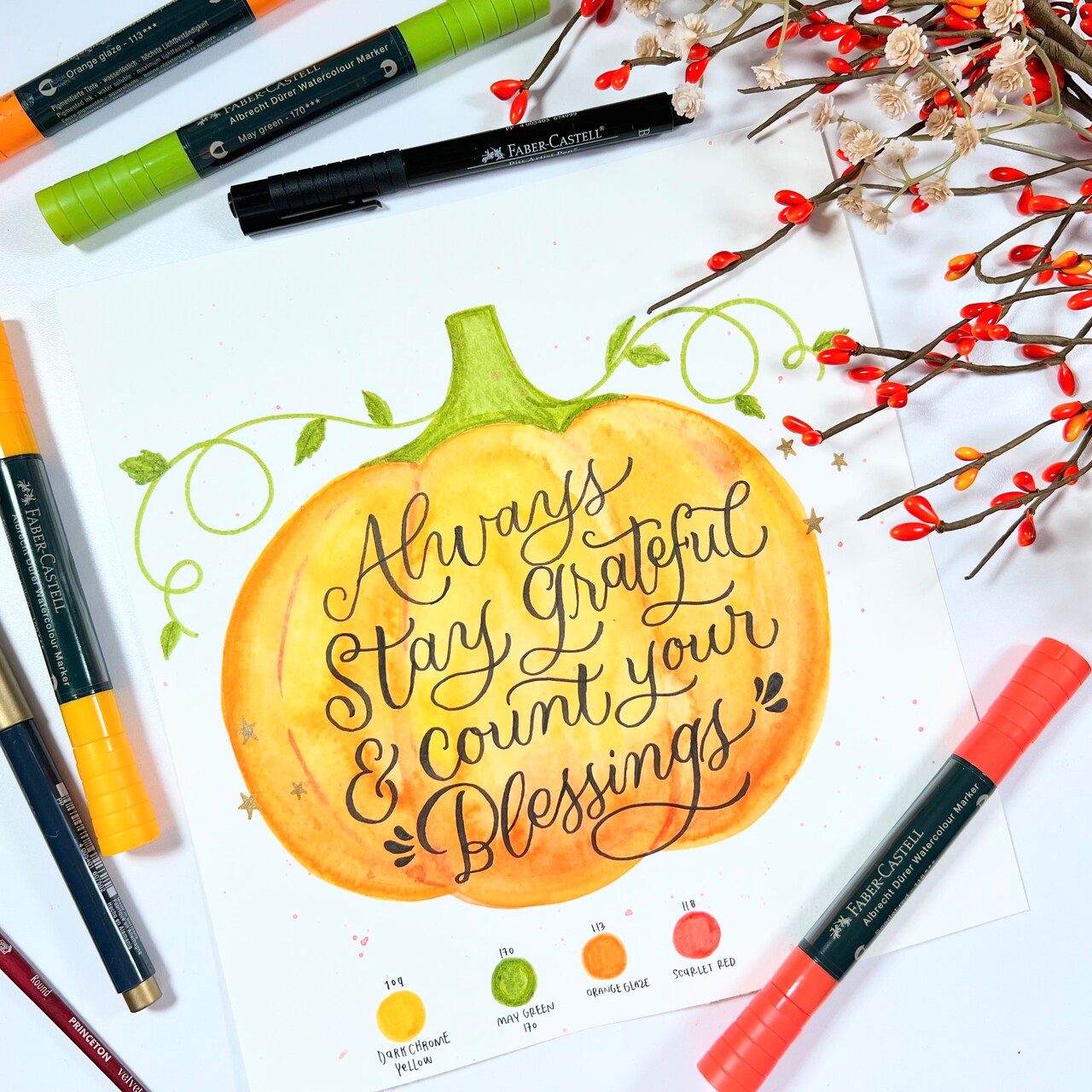 Watercolor Painting & Brush Lettering Masterclass with Faber-Castell's Albrecht Durer Watercolor Markers & Pitt Artist Pens